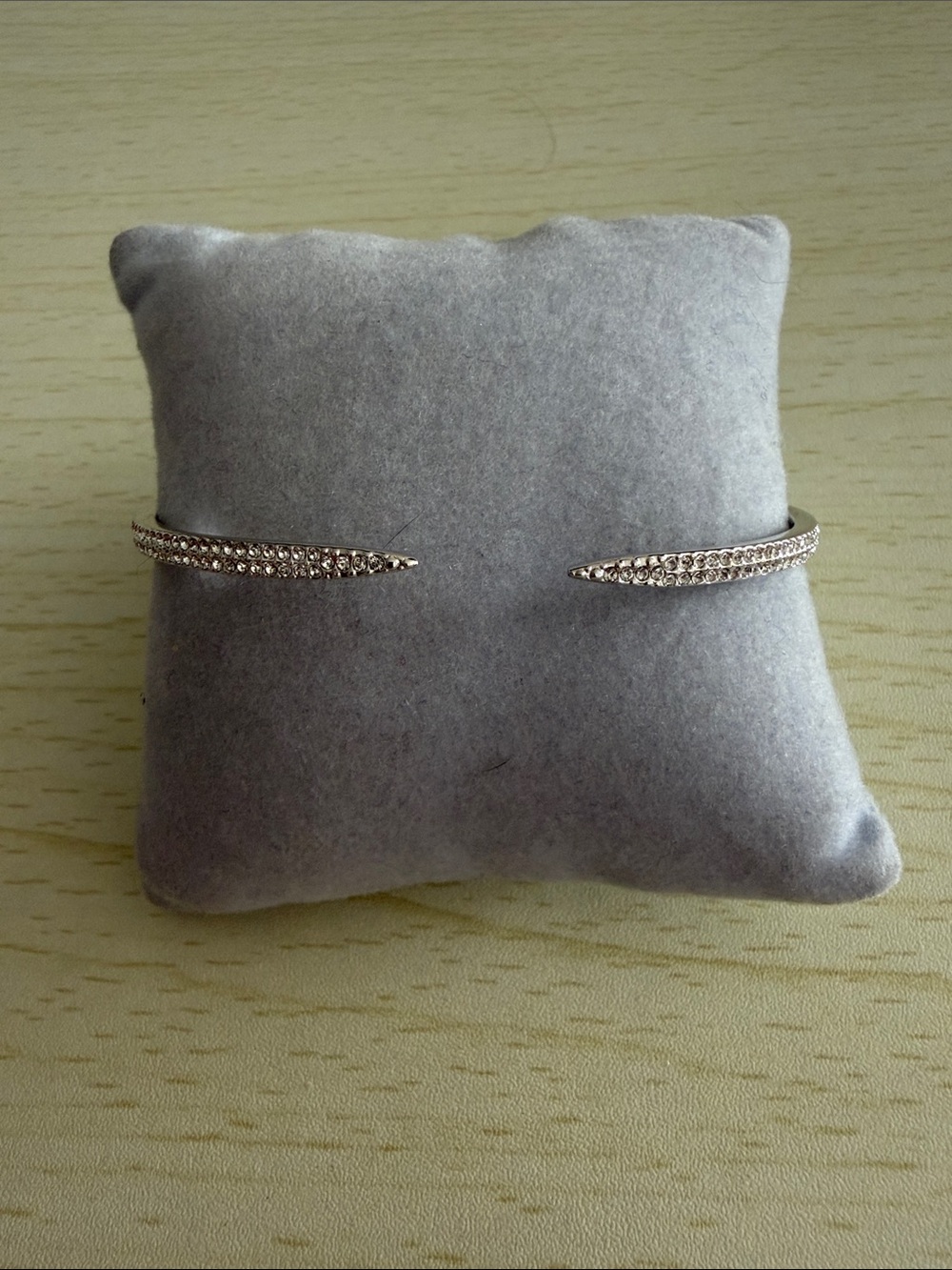 Silver Crystal Hinged Open Cuff Bracelet - Elegant Women Jewelry